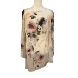 ❤️  White House Black Market Sheer Watercolor Moody Floral Tunic  - SZ 12